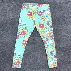 LuLaRoe Tall Curvy Floral Print Leggings Aqua‎ Yellow Red Boho